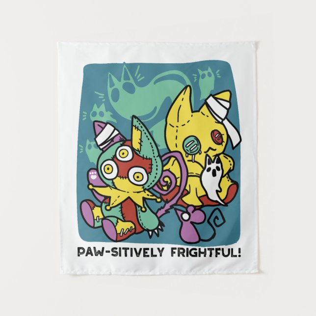 Tenture Paw-sitively Frightful | Monstrous Cats Halloween  (Devant)