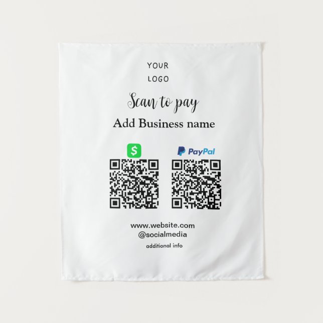 Tenture Paypal Cashapp numérisation pour payer QR ajouter  (Devant)
