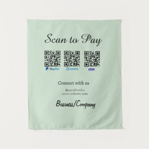 Tenture paypal venmo carte visa scan pour payer QR médias