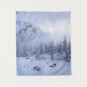 Tenture Pays merveilleux d'hiver, brouillard, forêt d'épin