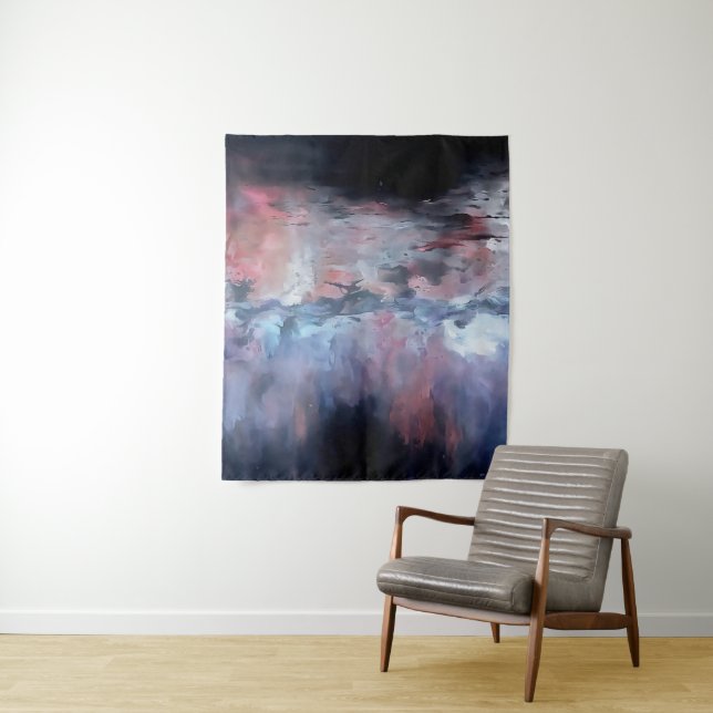 Tenture Paysage abstrait aux teintes vives v3 (En situation)