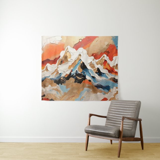 Tenture Paysage Abstrait des montagnes alpines (En situation (horizontale))