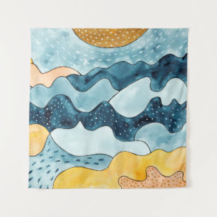 Tenture Paysage Abstrait moderne minimaliste avec S doré