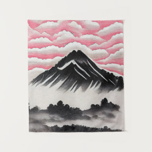 Tenture Paysage artistique japonais de montagne vintage