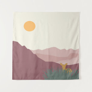 Tenture Paysage boho des montagnes roses