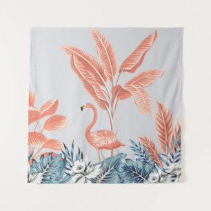 Tenture Paysage botanique vintage tropical, palmier rose