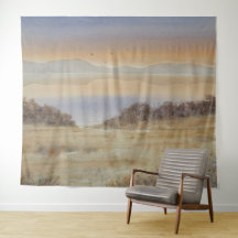 Paysage d'aquarelle bleu du lac Dusk Imprimer