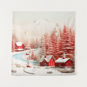 Tenture Paysage d'hiver scandinave en 3D