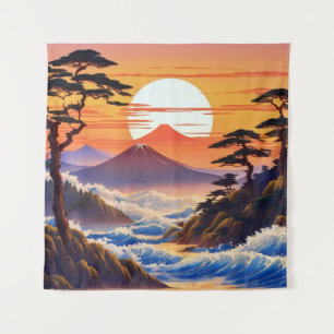 Tenture Paysage du coucher du soleil japonais
