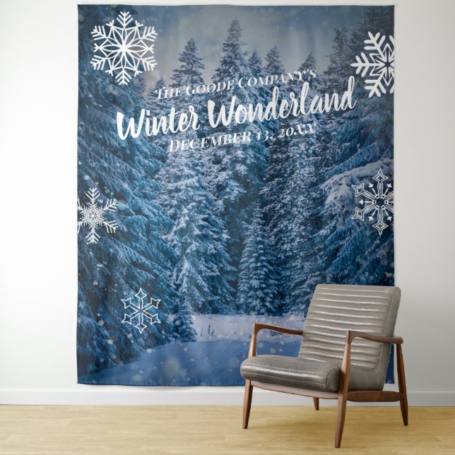 Tenture Paysage hivernal enneigé  | Décor de fête (En situation)
