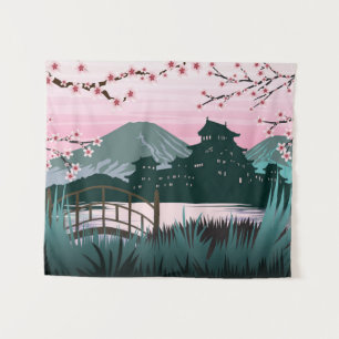 Tenture Paysage japonais serein de fleurs de cerisier esth