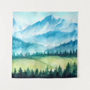 Tenture Paysage montagneux. Illustration aquarelle.