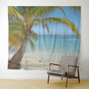Tenture Paysage océanique panoramique de la plage aux palm