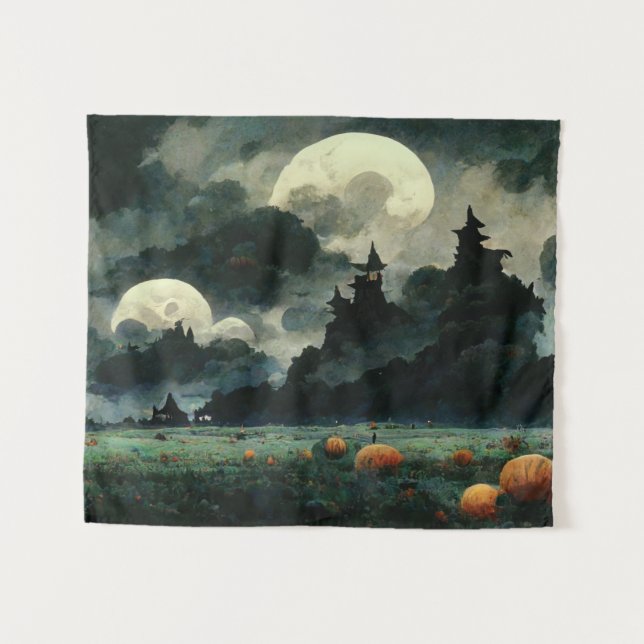 Tenture Paysages éffrayants d'Halloween (Devant (Horizontal))