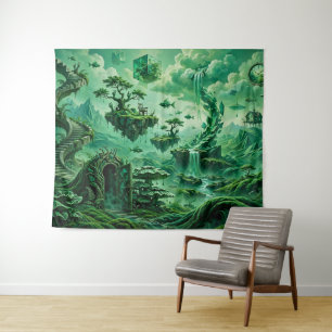 Tenture Paysages surréalistes de rêves d'émeraude - Nuance