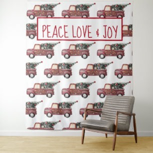 Tenture Peace Love & Joy Toy Camion Joyeux Noël