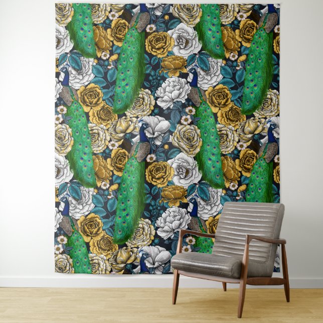 Tenture Peacocks dans le jardin rose 3 (En situation)