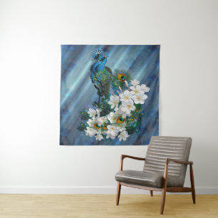 Tenture Peacocks sur Emerald Green Silk