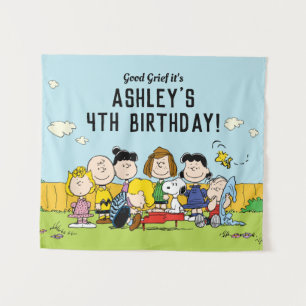 Tenture Peanuts   Charlie Brown et la bande pour l'anniver