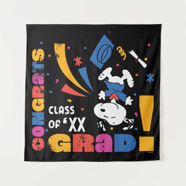 Tenture Peanuts Snoopy Congrats Grad Graduation Confetti (Devant)