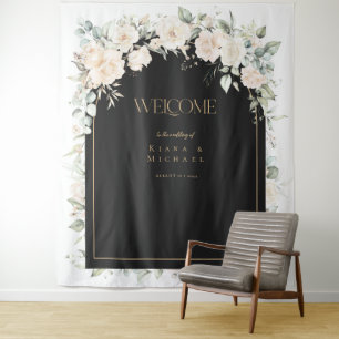 Tenture Pearl Blush Floral Mariage Welcome Backdrop ID989