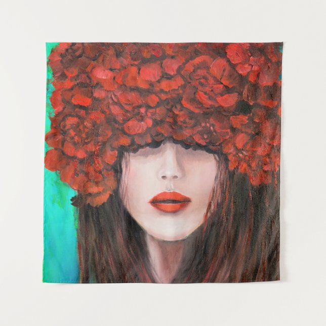 Tenture Peinture à l'huile Abstraite montrant le visage de (Devant)