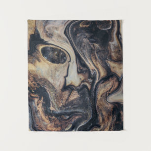 Tenture Peinture abstraite noire, brune et grise