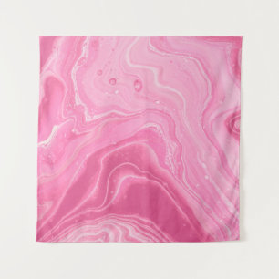 TENTURE PEINTURE ABSTRAITE ROSE ET BLANCHE