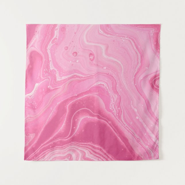 TENTURE PEINTURE ABSTRAITE ROSE ET BLANCHE (Devant)