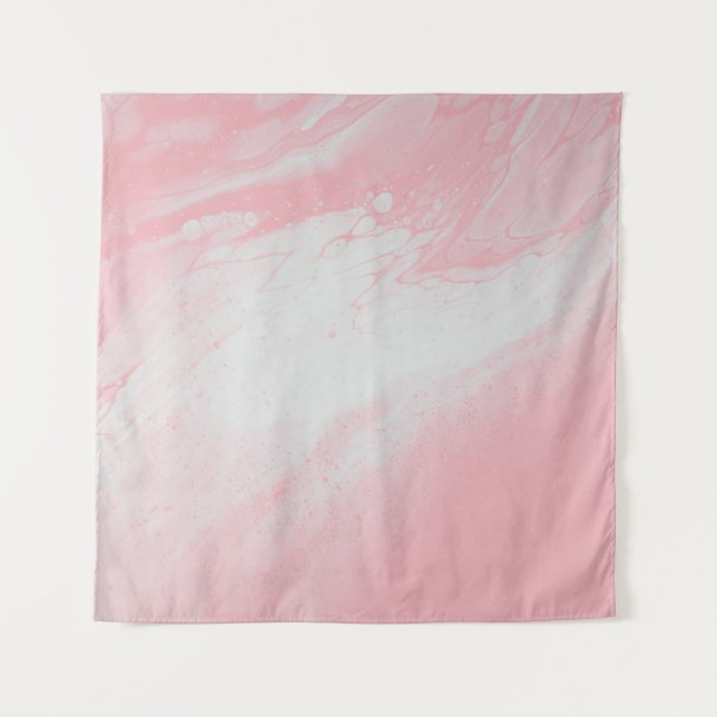 TENTURE PEINTURE ABSTRAITE ROSE ET BLANCHE (Devant)