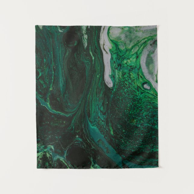 Tenture Peinture abstraite turquoise et blanche (Devant)