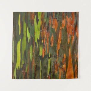 Tenture Peinture abstraite verte, orange et noire