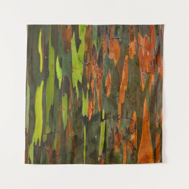 Tenture Peinture abstraite verte, orange et noire (Devant)
