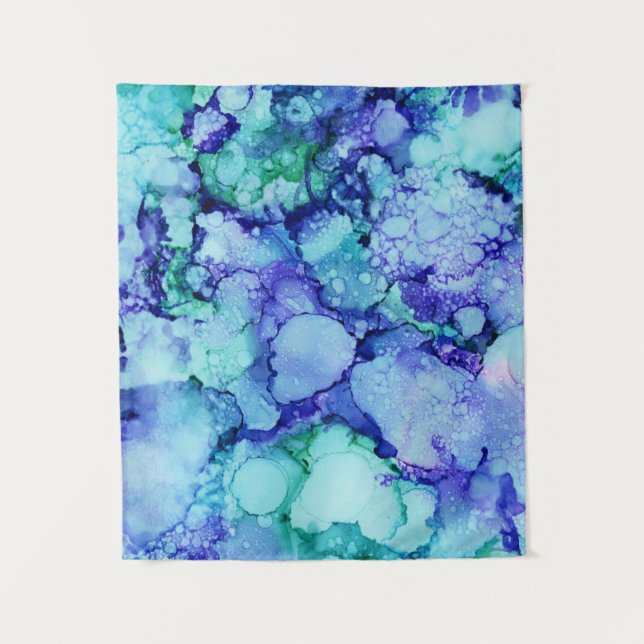 Tenture Peinture abstraite violette et bleue (Devant)