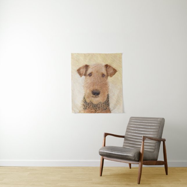 Tenture Peinture Airedale Terrier - Cute Original Art (En situation)