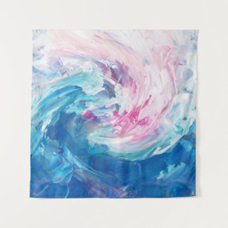 Tenture Peinture artistique abstraite rose bleu tourbillon