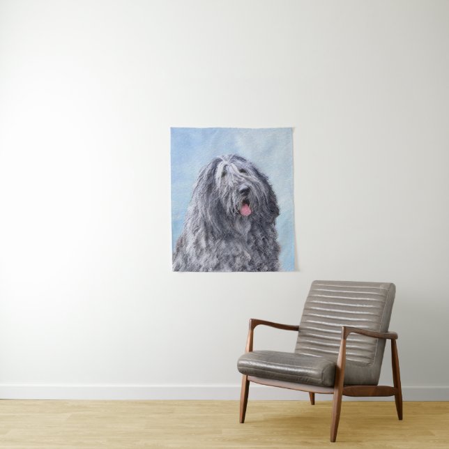 Tenture Peinture Bergamasco Sheepdog - Chien original mign (En situation)