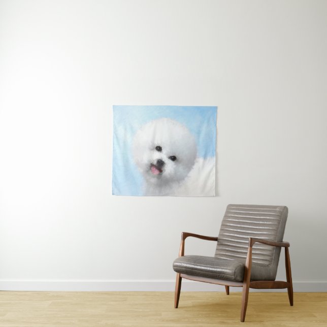 Tenture Peinture Bichon Frise - Cute Original Chien Art (En situation (horizontale))