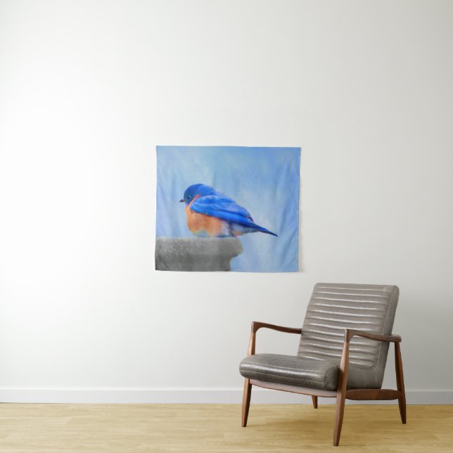 Tenture Peinture Bluebird - Art original pour oiseaux (En situation (horizontale))