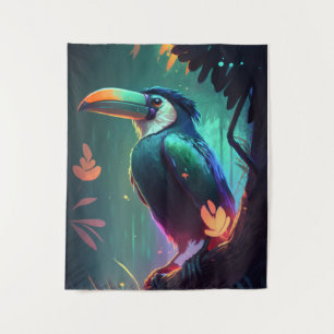 Tenture Peinture d'animaux d'oiseaux du Toucan Arbre sauva