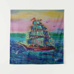 Tenture Peinture d'art Huile couleur barque chance thailan