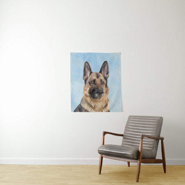 Tenture Peinture de Berger Allemand - Art Original de Chie (En situation)