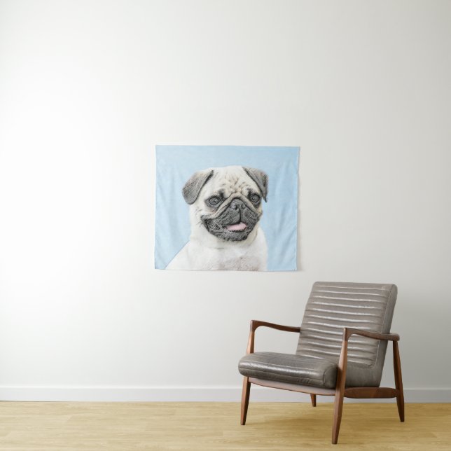 Tenture Peinture de Carlin - Art Original Mignon de Chien (En situation (horizontale))