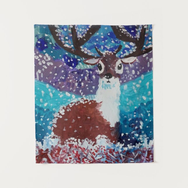 Tenture Peinture de cerfs (Devant)