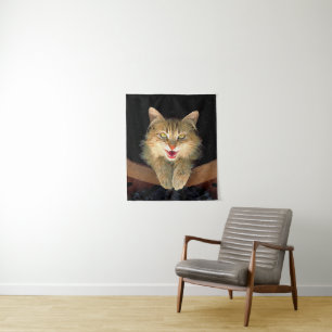 Tenture Peinture de chat fou - Joli art de chat original