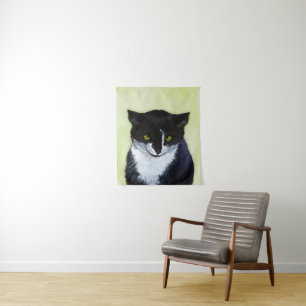 Tenture Peinture de chat Tuxedo - Cute Original Cat Art