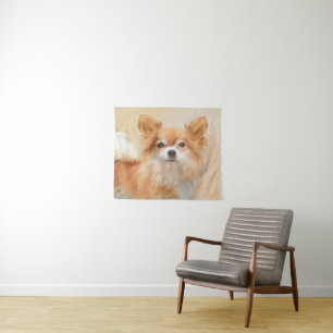 Tenture Peinture de Chien Chihuahua à Poils Longs Art Orig