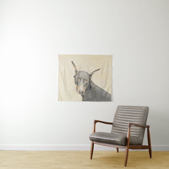 Tenture Peinture de Doberman Pinscher - Art canin original (En situation (horizontale))