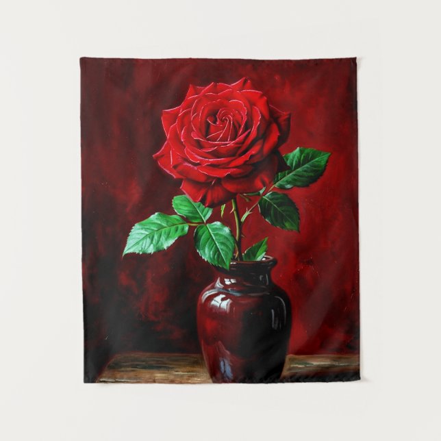 Tenture Peinture de fleurs de rose rouge  (Devant)