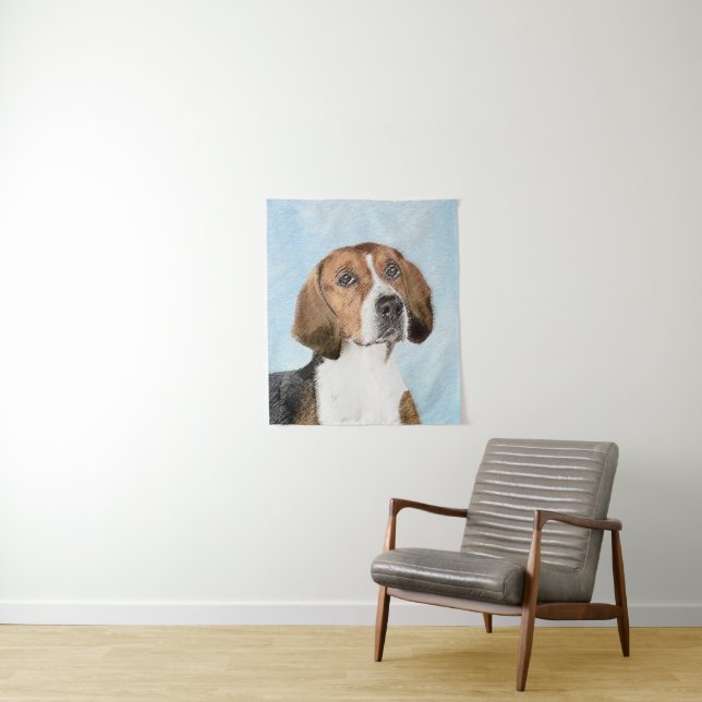 Tenture Peinture de Foxhound Anglais - Art Original de Chi (En situation)